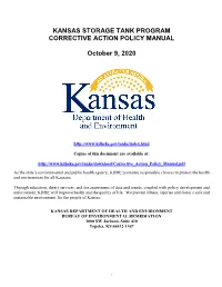 Storage Tank Section Corrective Action Policy Manual