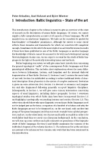 1 Introduction: Baltic Linguistics – State of the Art