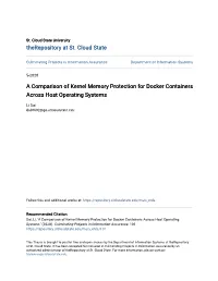 A Comparison of Kernel Memory Protection for Docker Containers Across Host Operating Systems