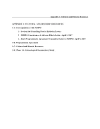 Appendix 1: Cultural and Historic Resources APPENDIX 1
