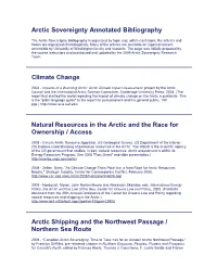 Arctic Sovereignty Annotated Bibliography