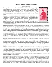 Certified Mail and Its First Day of Issue by Patrick Crosby a Stamp Collector Can Complete a Scott U.S