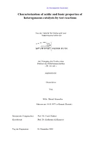 Characterization of Acidic and Basic Properties of Heterogeneous Catalysts by Test Reactions