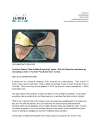 FOR IMMEDIATE RELEASE Youtube Channel