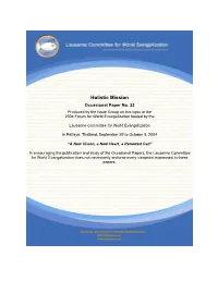 Holistic Mission Occasional Paper No
