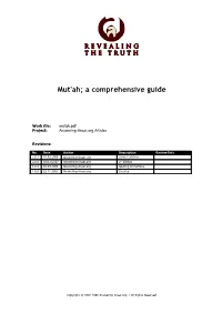 Mut'ah; a Comprehensive Guide