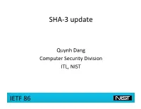 SHA-3 Update