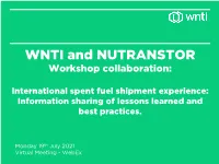 WNTI and NUTRANSTOR Workshop Collaboration