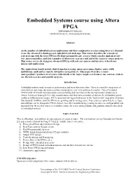 Embedded Systems Course Using Altera FPGA Subramaniam Ganesan, Oakland University, Ganesan@Oakland.Edu