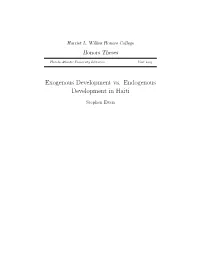 Exogenous Development Vs. Endogenous Development in Haiti