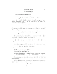 Power Series, Taylor and Maclaurin Series