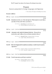 Program Sessions Presented in Foreign Languages and Japanese