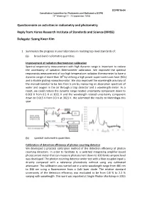 Questionnaire on Activities in Radiometry and Photometry
