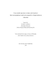Cross-Modal Experience in Music and Visual Art: Their Correspondences and a New Perspective of Appreciation in Education