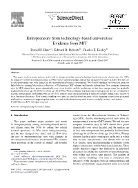 Entrepreneurs from Technology-Based Universities: Evidence from MIT David H