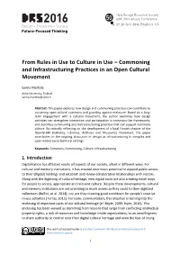 From Rules in Use to Culture in Use – Commoning and Infrastructuring Practices in an Open Cultural Movement