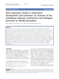 Gene Expression Studies in Depression Development and Treatment