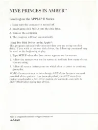 Nine Princes in Amber Reference Cards for Apple II