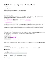 Radiobutton User Experience Documentation