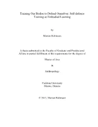 Self-Defence Training As Embodied Learning
