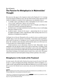 The Passion for Metaphysics in Maimonides' Thought