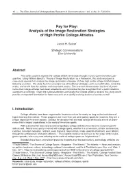 Analysis of the Image Restoration Strategies of High Profile College Athletes