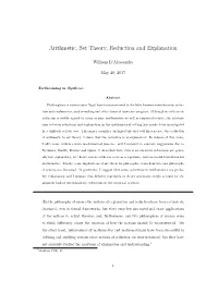 Arithmetic, Set Theory, Reduction and Explanation