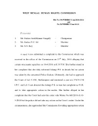 File No.390/WBHRC/Com/2010-2011 and No.28/WBHRC/Com/10-11