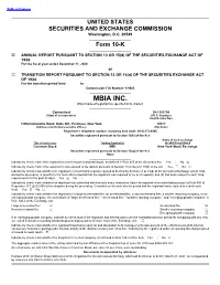 MBIA INC. (Exact Name of Registrant As Specified in Its Charter)