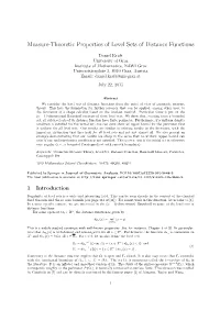 Measure-Theoretic Properties of Level Sets of Distance Functions