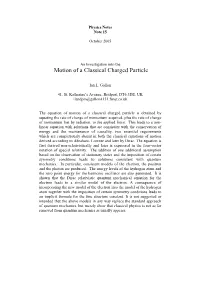 Motion of a Classical Charged Particle