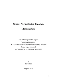 Neural Networks for Emotion Classification