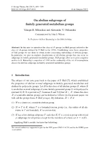 On Abelian Subgroups of Finitely Generated Metabelian