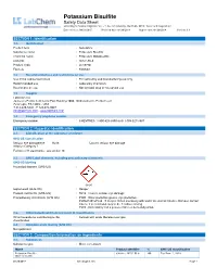 Potassium Bisulfite Safety Data Sheet According to Federal Register / Vol
