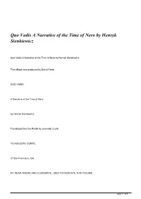 Quo Vadis a Narrative of the Time of Nero by Henryk Sienkiewicz&lt;/H1&gt;