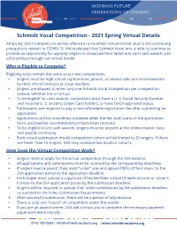 Schmidt Vocal Competition - 2021 Spring Virtual Details