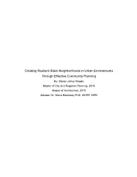 Creating Resilient Black Neighborhoods in Urban
