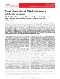 Direct Observation of DNA Knots Using a Solid-State Nanopore Calin Plesa1, Daniel Verschueren1,Sergiipud1,Jacovandertorre1, Justus W