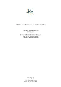 Hungary for the 39Th Session of the Universal Periodic Review