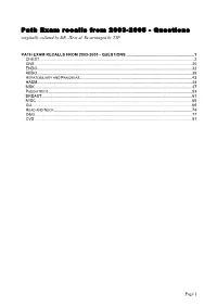 Path Exam Recalls from 2003-2005 - Questions Originally Collated by DR, JD Et Al