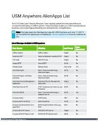 USM Anywhere Alienapps List