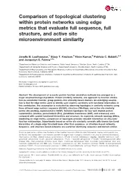 Comparison of Topological Clustering Within Protein Networks Using Edge