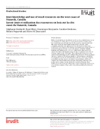 Inuit Knowledge and Use of Wood Resources on the West Coast Of