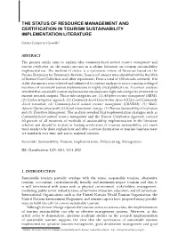 The Status of Resource Management and Certification in Tourism Sustainability Implementation Literature