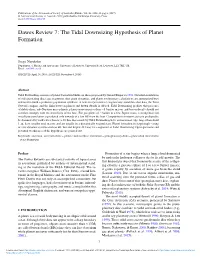 The Tidal Downsizing Hypothesis of Planet Formation