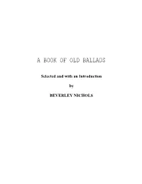 A BOOK of OLD BALLADS Selected and with an Introduction