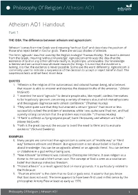 Atheism AO1 Handout Part 1
