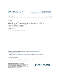 Morality of Contraceptives Based on When Personhood Begins Joella R
