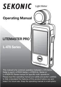 Operating Manual LITEMASTER PRO L-478 Series