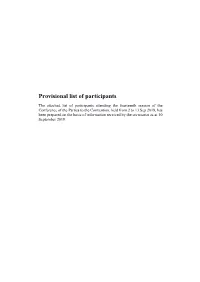 Provisional List of Participants